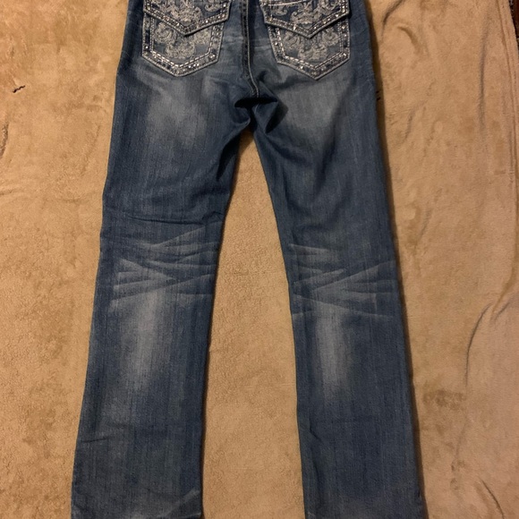 💙 Petrol Blue Boot Cut Jeans with Embellished Pockets 💙 - Picture 3 of 9